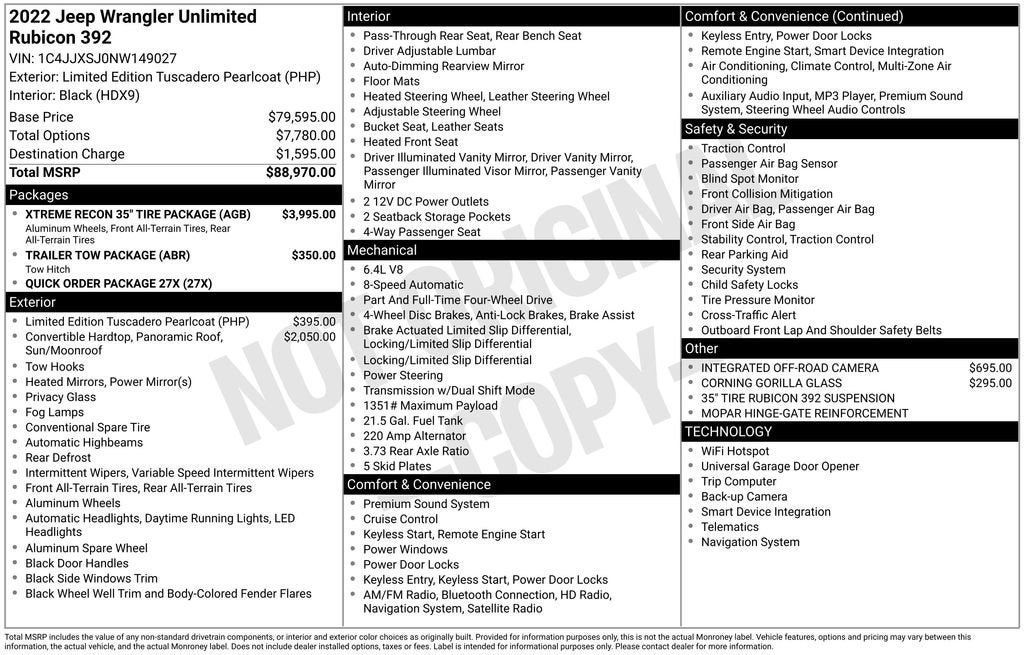 2022 Jeep Wrangler Unlimited Rubicon 392 4x4