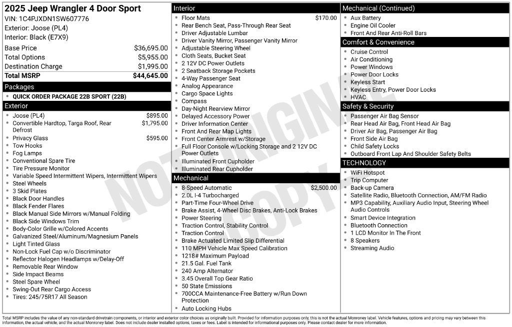 2025 Jeep Wrangler 4-Door Sport 4x4