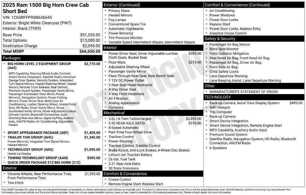 2025 RAM 1500 Big Horn Crew Cab 4x4 5'7" Box