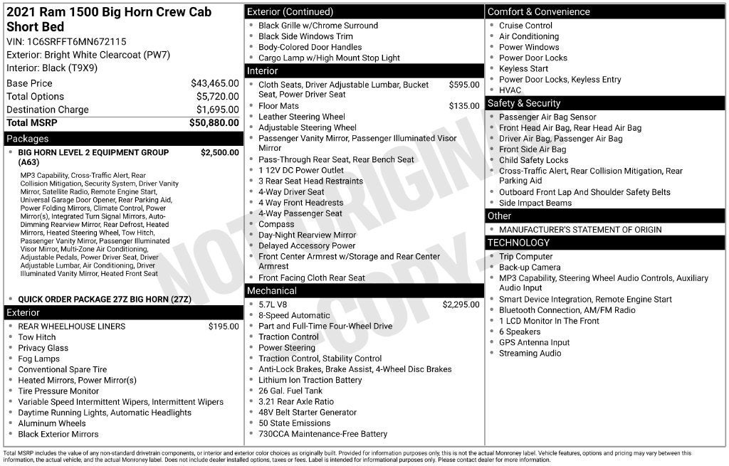 2021 RAM 1500 Big Horn