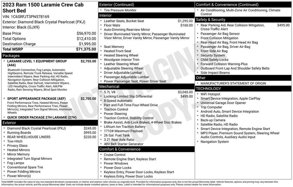 2023 RAM 1500 Laramie Crew Cab 4x4 5'7" Box