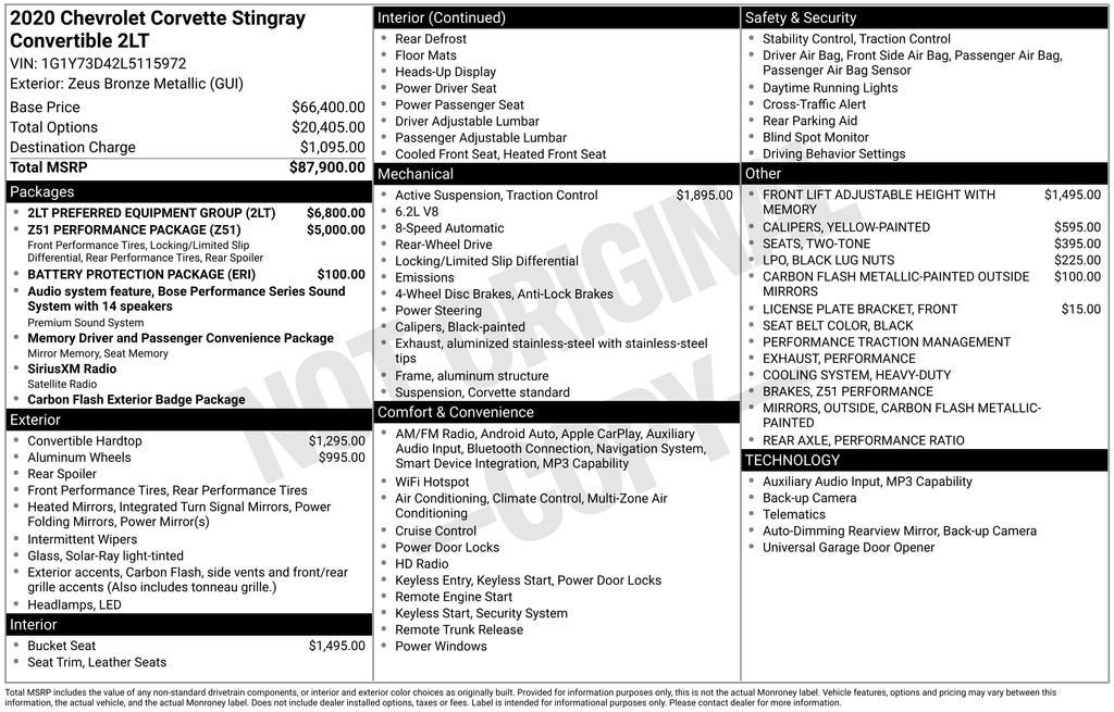 2020 Chevrolet Corvette Stingray 2LT