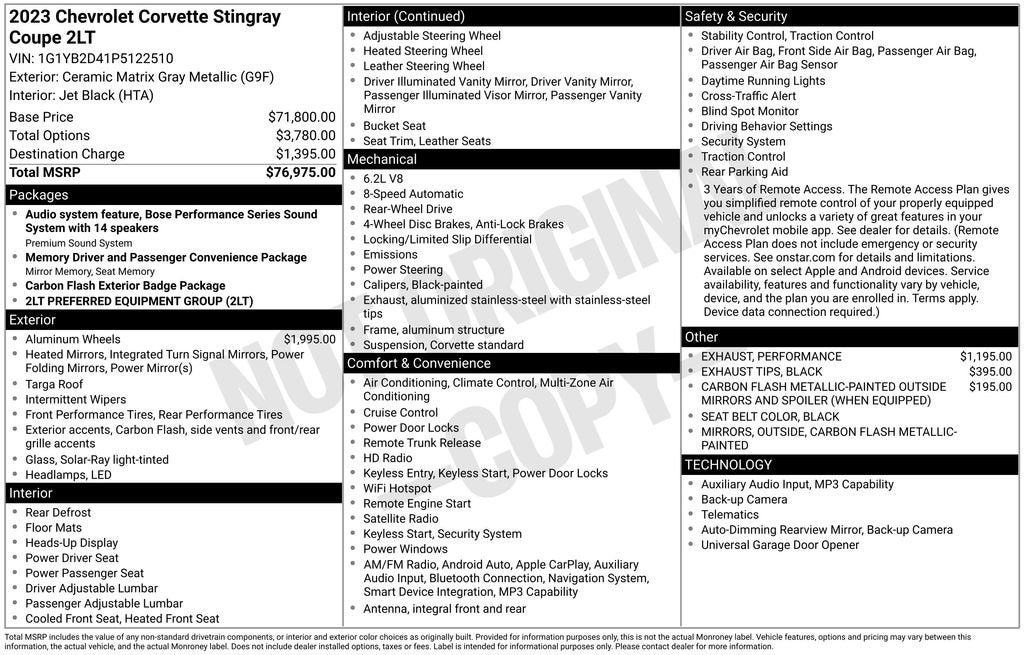 2023 Chevrolet Corvette Stingray 2LT