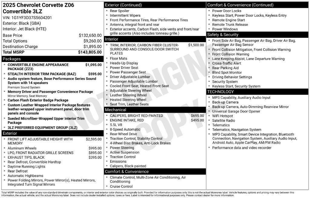 2025 Chevrolet Corvette Z06 3LZ