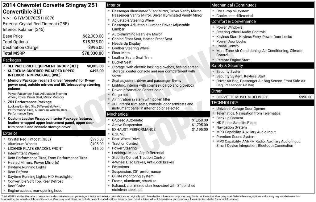 2014 Chevrolet Corvette Stingray Z51 3LT