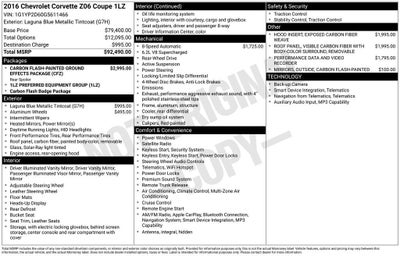 2016 Chevrolet Corvette Z06 Z06 1LZ
