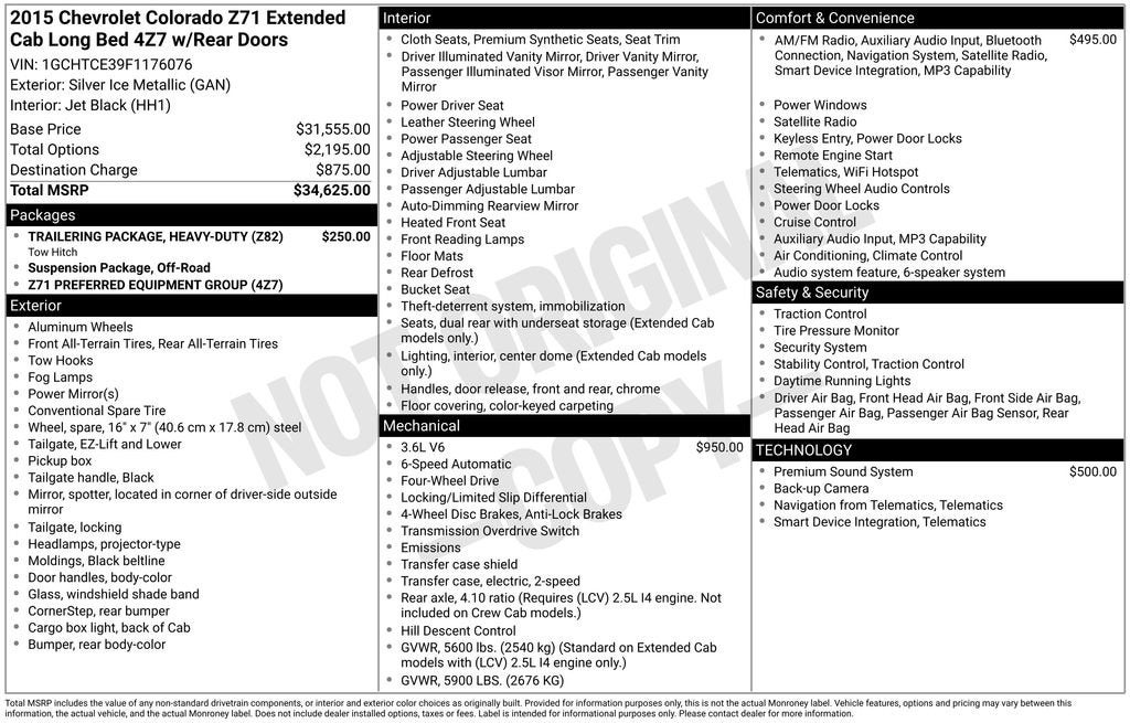 2015 Chevrolet Colorado 4WD Z71