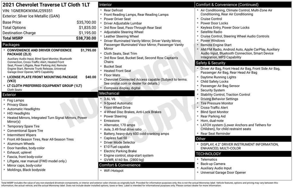 2021 Chevrolet Traverse LT Cloth