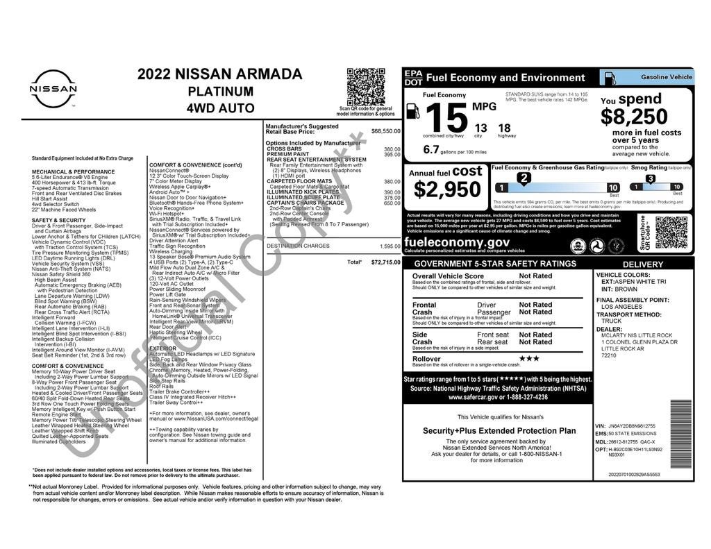 2022 Nissan Armada Platinum 4WD